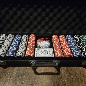Premium Poker Chip Set with Case - Red, Blue, Black, Green